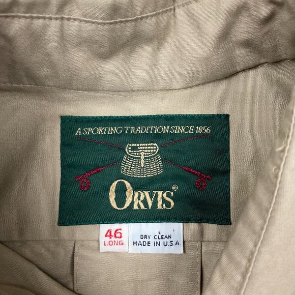 Vintage Orvis 4 Pocket Safari Shirt Jacket Mens 46 Long No-Belt Khaki Cotton USA - Picture 5 of 11